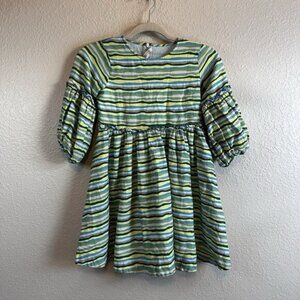 Briton Court Girls Dress Size 8Y Colorful Stripped Ruffle Lined A Line Christmas